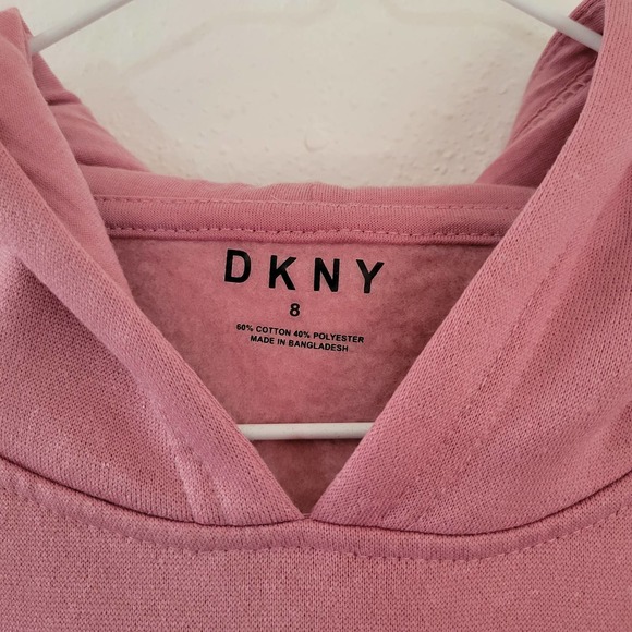 DKNY Girls size 8 Pink Sequin Hooded Sweatshirt - Picture 3 of 4